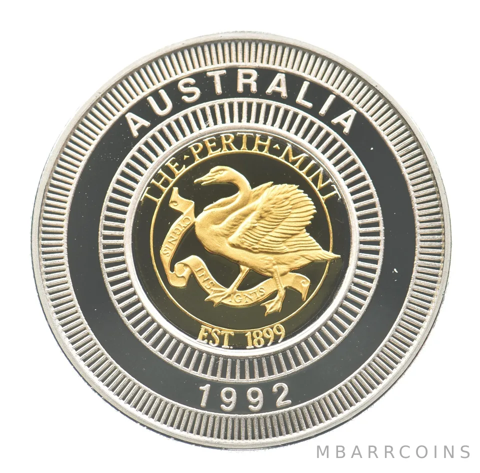 1992 Australia Perth Mint Bimetallic 1/4 Oz Gold 12.8 Grams Round *2671