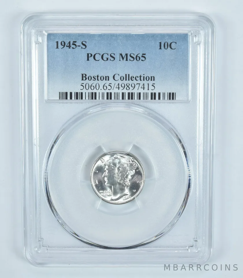 1945-S Mercury Dime Boston Collection MS65 PCGS Blue Label
