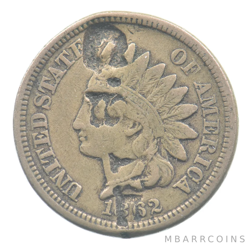 1862 Indian Head Cent Counter Stamped C B *0370