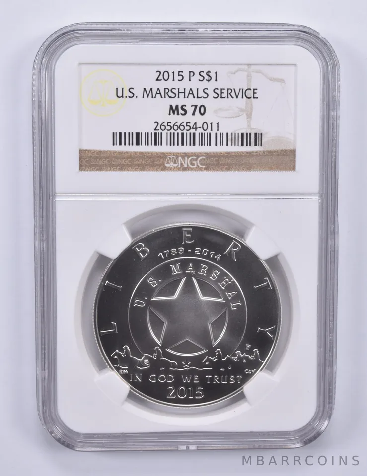 2015-P US Marshals Service Commemorative Dollar MS70 NGC Brown Label