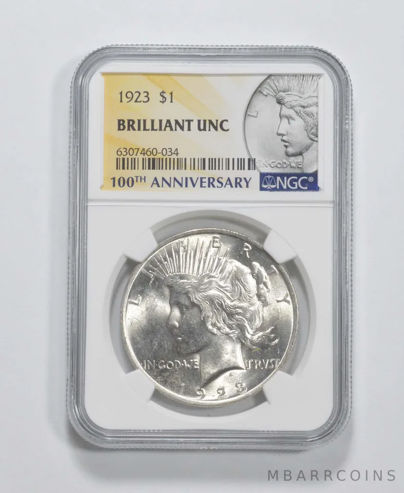 1923 Peace Silver Dollar 100th Anniv 2021 Special Label BU MS Unc NGC