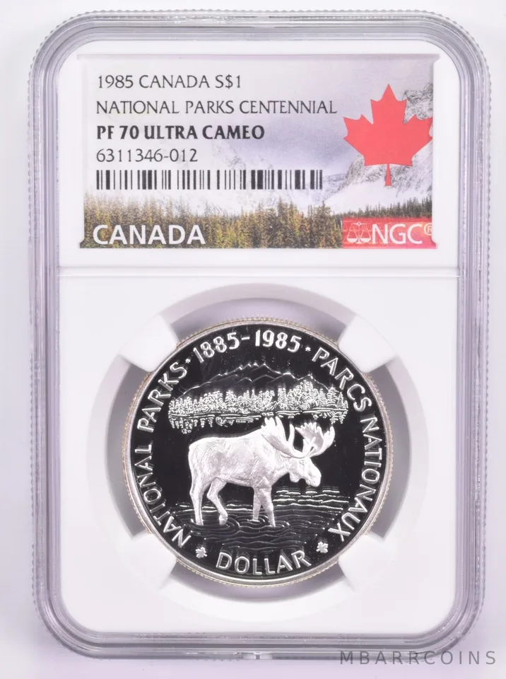 1985 Canadian $1 Silver Dollar National Park Centennial PF70 UCam NGC