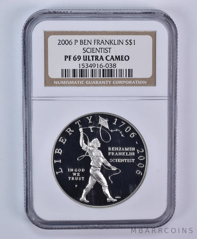 2006-P Ben Franklin Scientist Commemorative Silver Dollar PF69 UCAM NGC