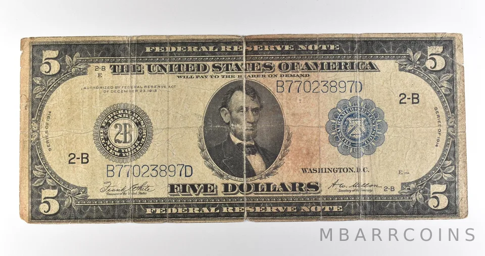 1914 $5 New York NY FRN Blue Seal Large Note Fr#851c *4645