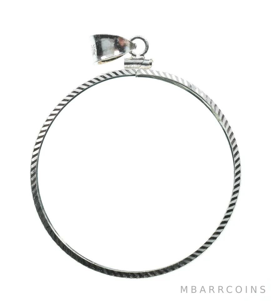 Sterling Silver 38 MM 1 Oz Panda China Coin Bezel Pendant Frame Edge *2143