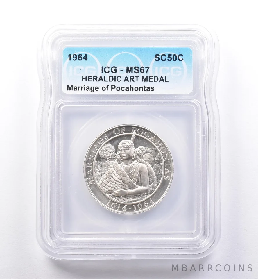 1964 So Called Half Dollar Marriage Of Pocahontas MS67 ICG *8421