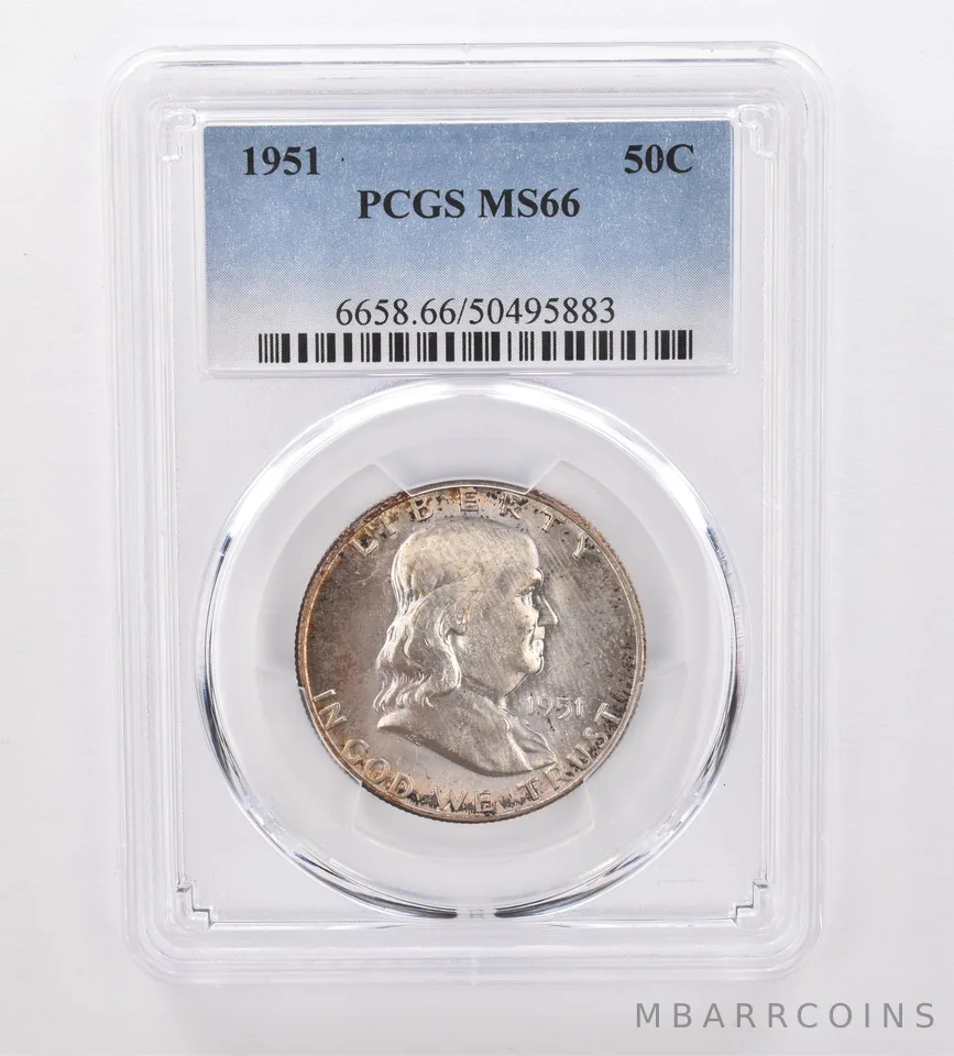 1951 Franklin Half Dollar MS66 PCGS Beautiful Tone *9957