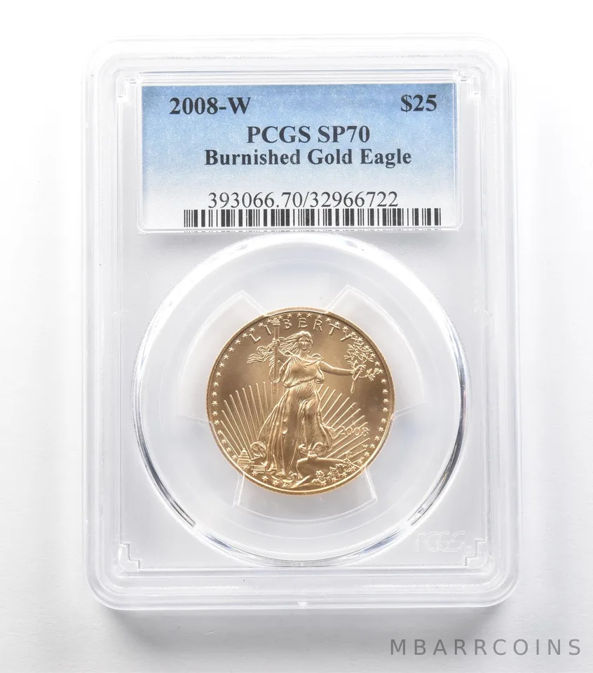 2008-W $25 Burnished Gold Eagle 1/2 Oz Gold SP70 PCGS