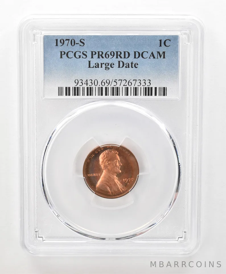 1970-S Lincoln Memorial Cent Large Date PR69 RD DCAM PCGS *6665