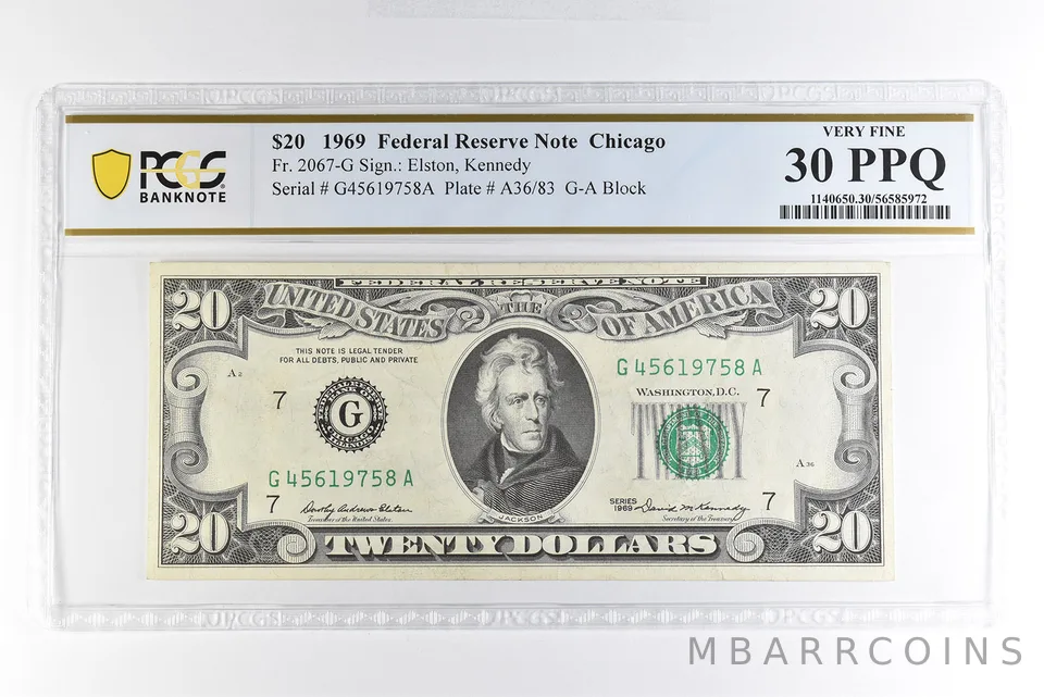 1969 $20 Chicago IL FRN Fr#2067-G Very Fine 30 PPQ PCGS *4994