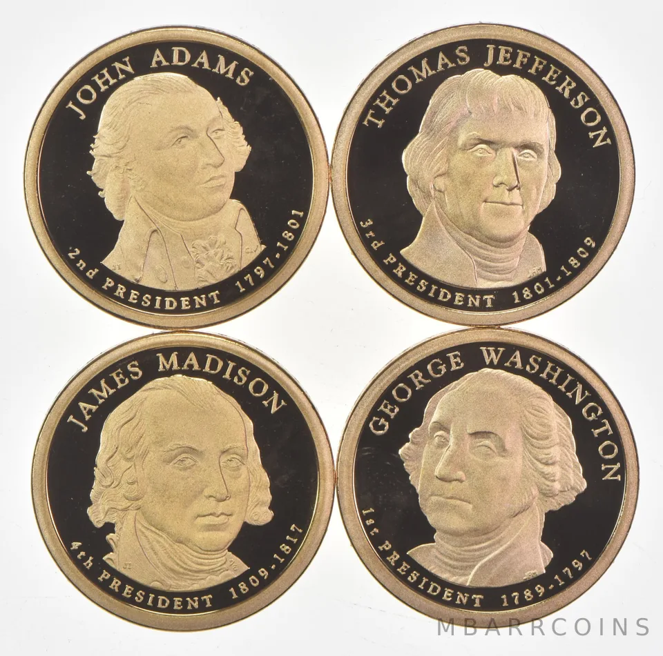 2007 Presidential $1 From Proof Set WASHINGTON Adams Jefferson Madison No Case