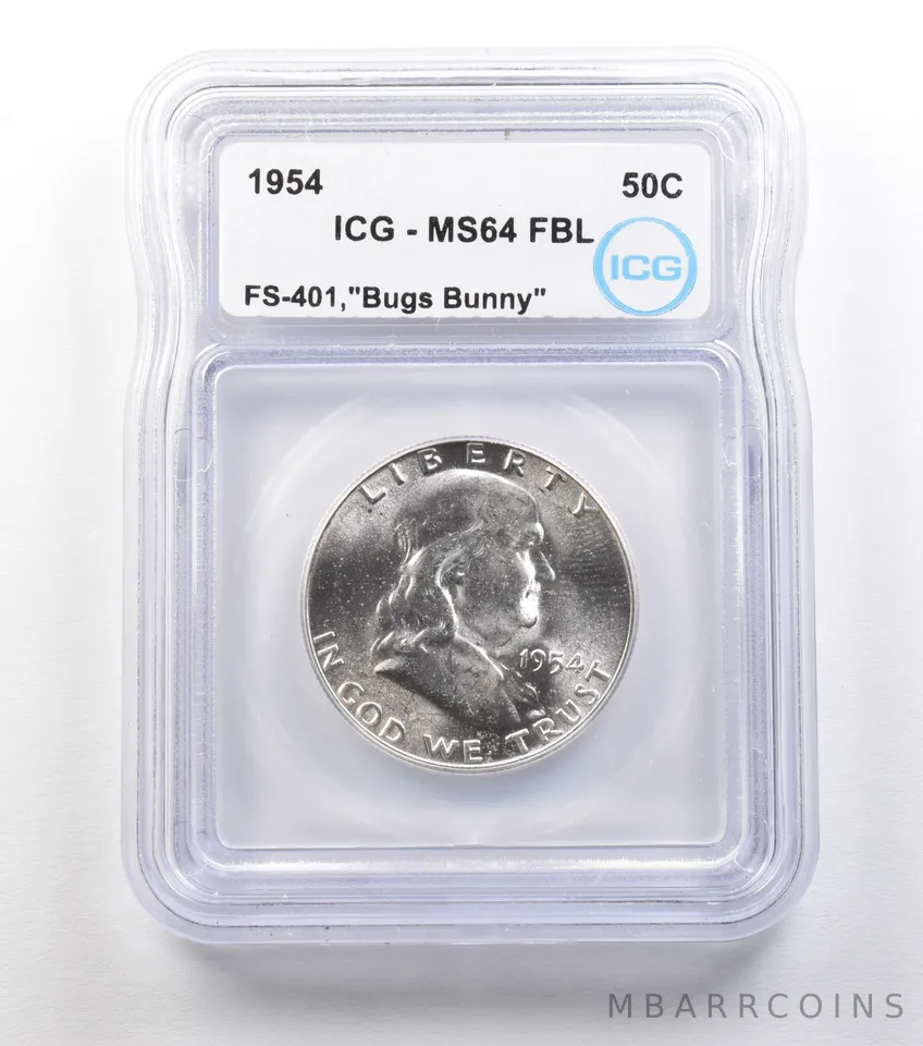 1954 Franklin Half Dollar FS-401 Bugs Bunny MS64 FBL ICG *1484