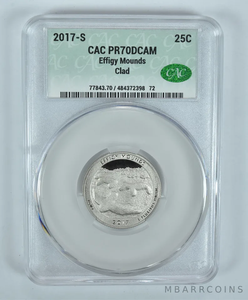 2017-S Washington Quarter Effigy Mounds CLAD ATB PR70 DCAM CAC CACg