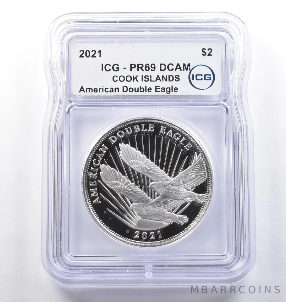 2021 Cook Islands $2 Silver American Double Eagle 1/2 Oz PR69 DCAM ICG *3766