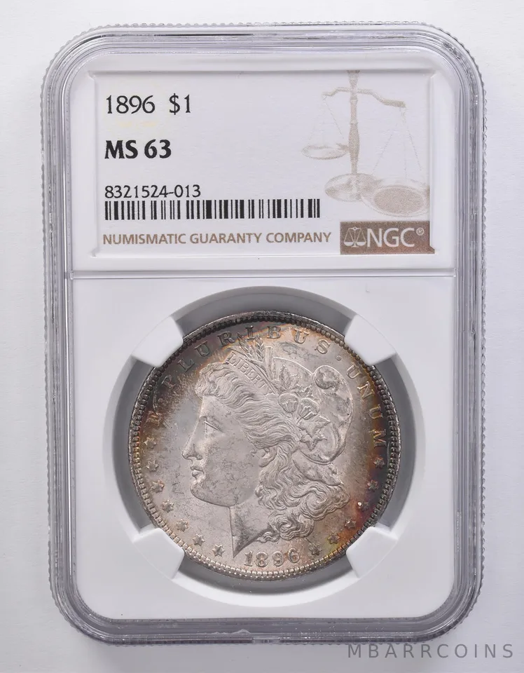 1896 Morgan Silver Dollar MS63 NGC Beautiful Tone *7150