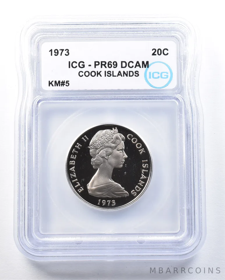 1973 Cook Islands 20 Cents KM#5 PR69 DCAM ICG *8961