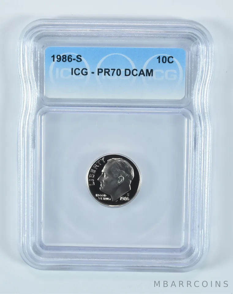 1986-S Roosevelt Dime PR70 DCAM ICG