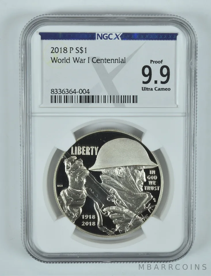 2018-P World War I Commemorative Silver Dollar Proof 9.9 UCAM NGC X NGCX