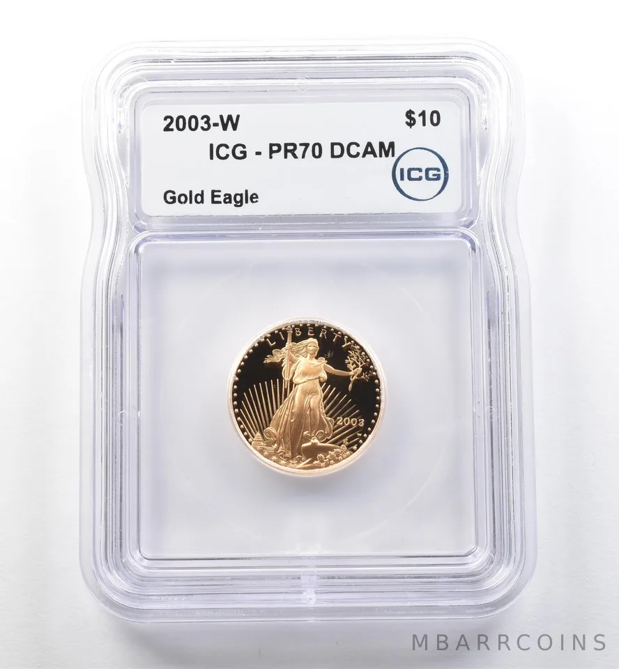 2003-W $10 American Gold Eagle 1/4 Oz Gold PR70 DCAM ICG