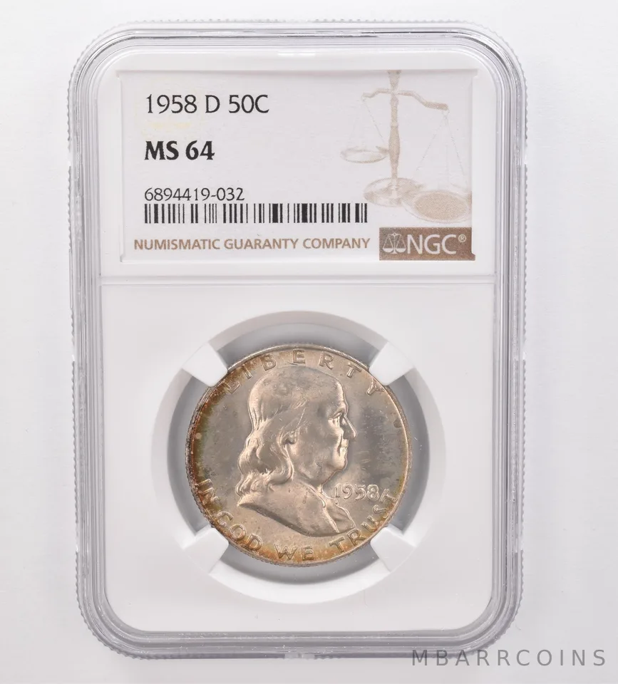 1958-D Franklin Half Dollar MS64 NGC Beautiful Tone *9924