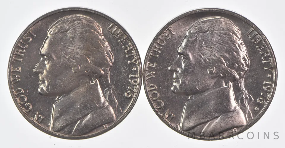 (Set) 1976 P+D Jefferson Nickel Unc Bundle