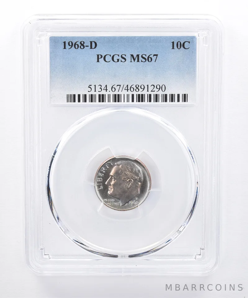 1968-D Roosevelt Dime MS67 PCGS Beautiful Tone *8322