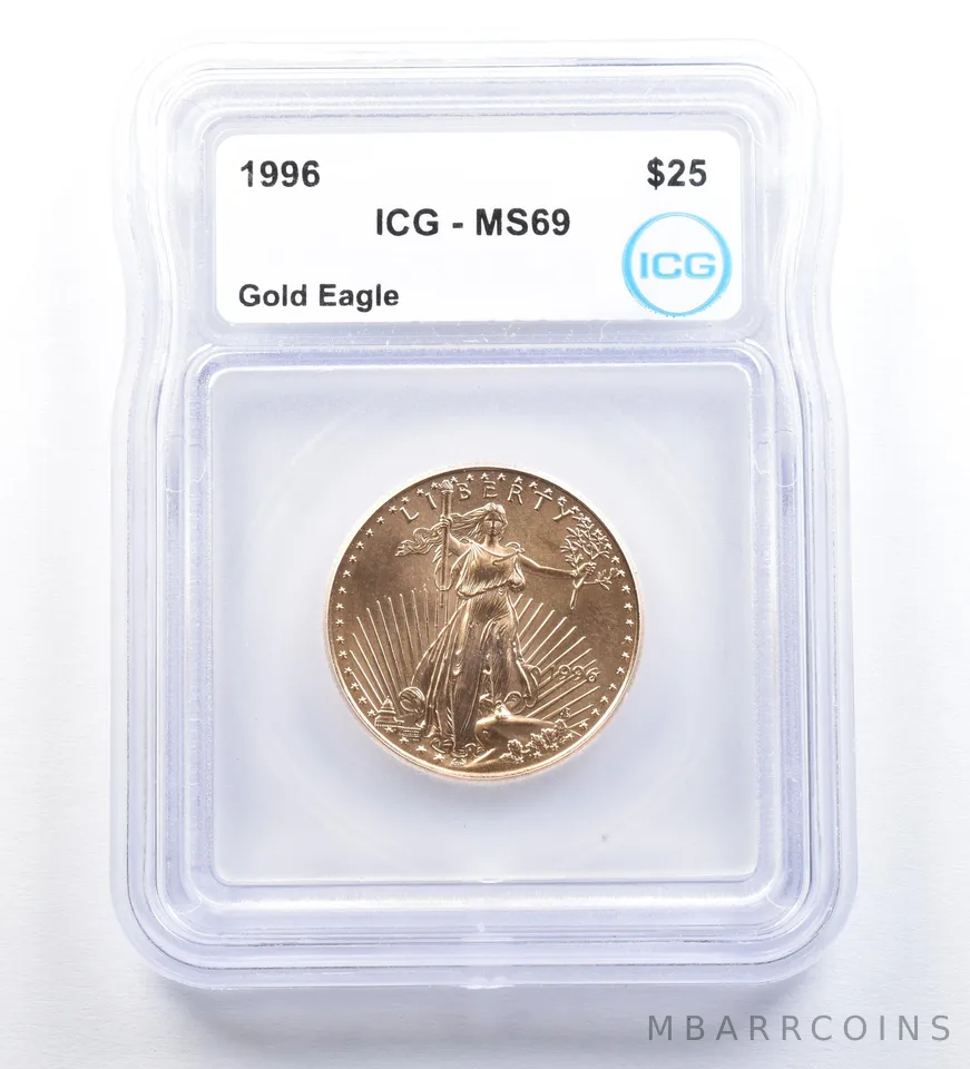1996 $25 American Gold Eagle 1/2 Oz Gold MS69 ICG a1014