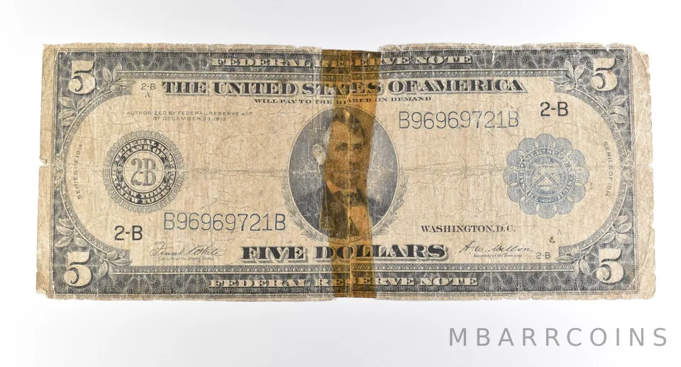 1914 $5 New York NY FRN Large Note Blue Seal *2743