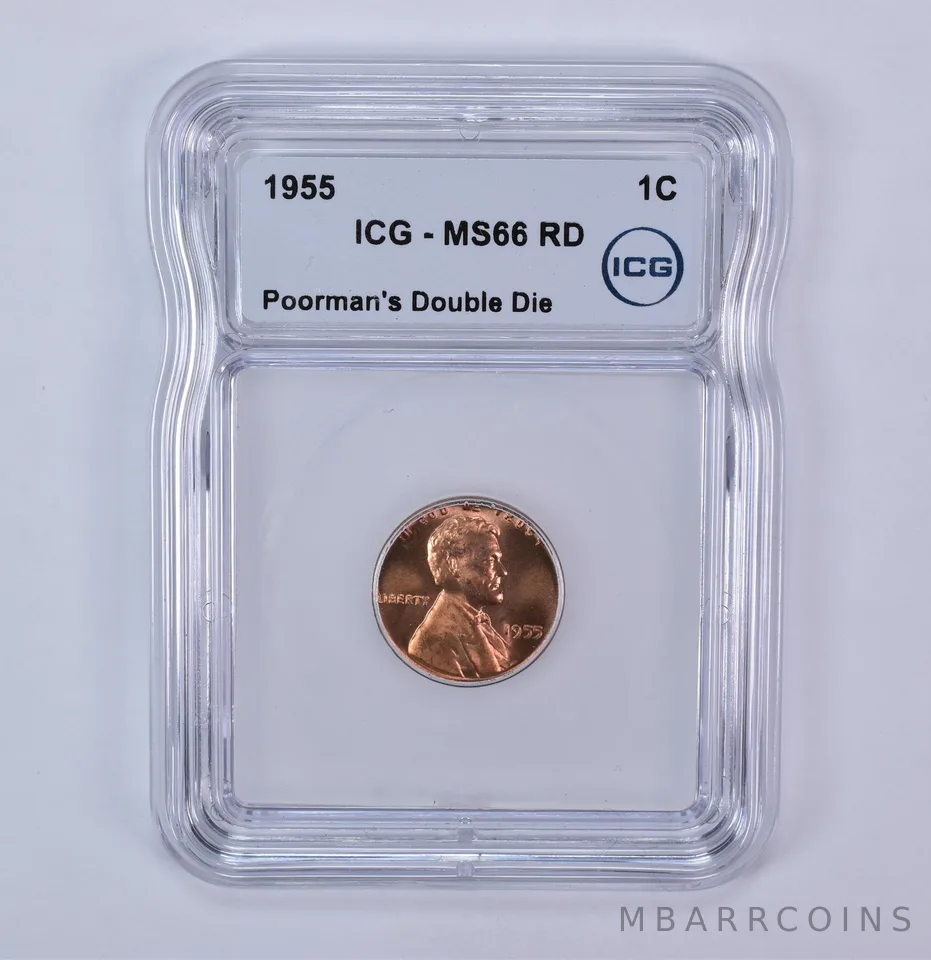 1955 Lincoln Wheat Cent Poorman's Double Die MS66 RD ICG