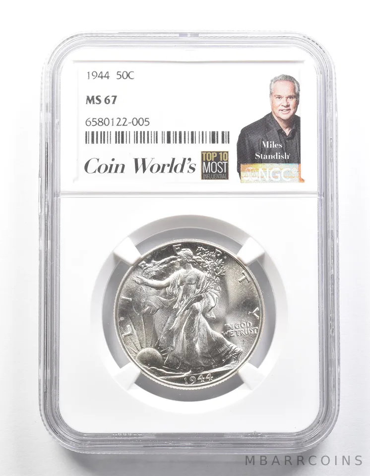 1944 Walking Liberty Half Dollar Miles Standish MS67 NGC *1358