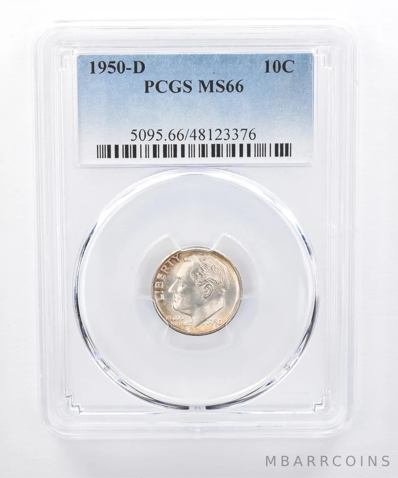 1950-D Roosevelt Dime MS66 PCGS Beautiful Sheen *8361
