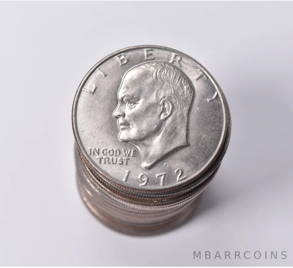 (20) 1972-D BU/Unc Eisenhower Ike Dollar Clad Roll Lot