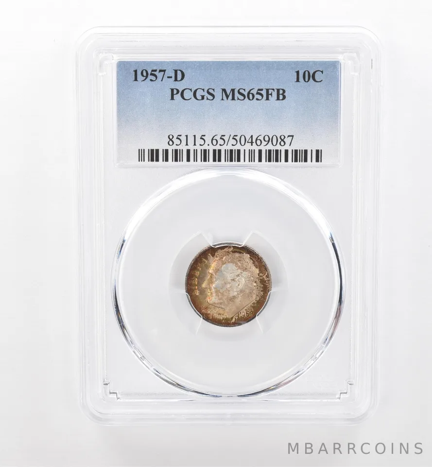 1957-D Roosevelt Dime MS65 FB PCGS Beautiful Tone *1867