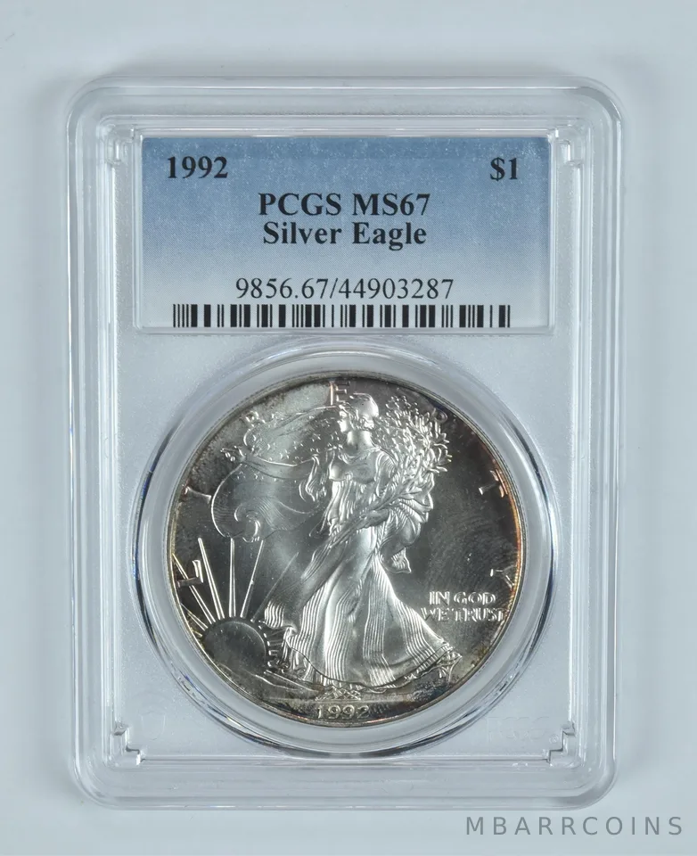 MS67 1992 American Silver Eagle - PCGS Insane Tone! *0802