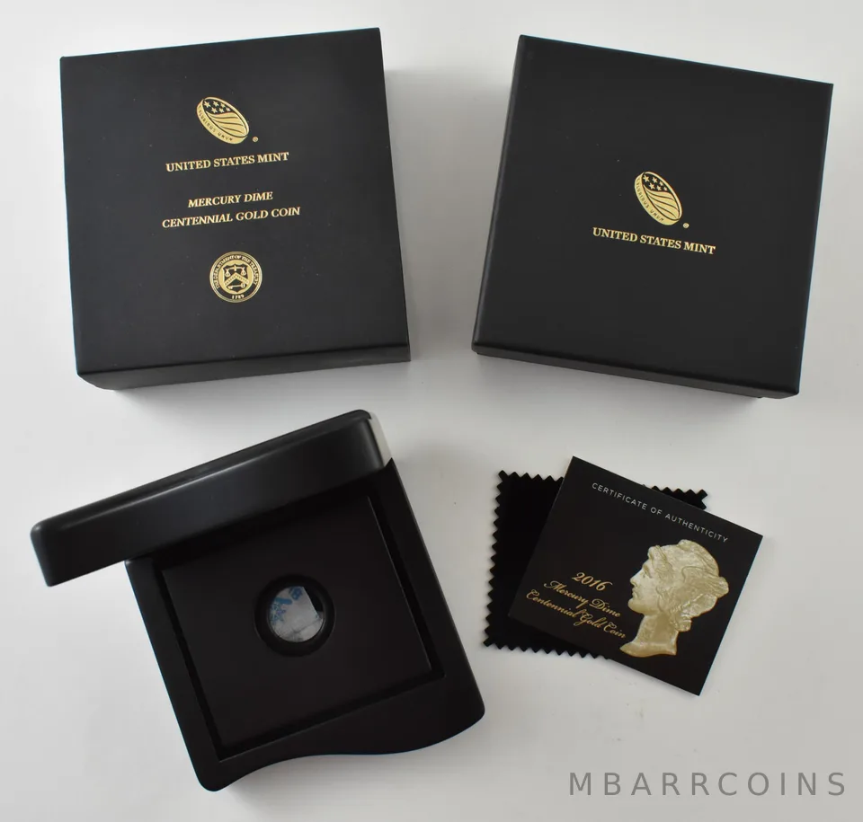 OGP 2016-W 10c GOLD Mercury Dime Centennial  BOX & COA - NO COIN