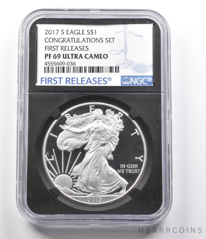 PF69 UCAM 2017-S American Silver Eagle Congratulations Set FR NGC *9228