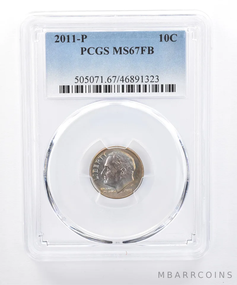 2011-P Roosevelt Dime MS67 FB PCGS Beautiful Tone *8328
