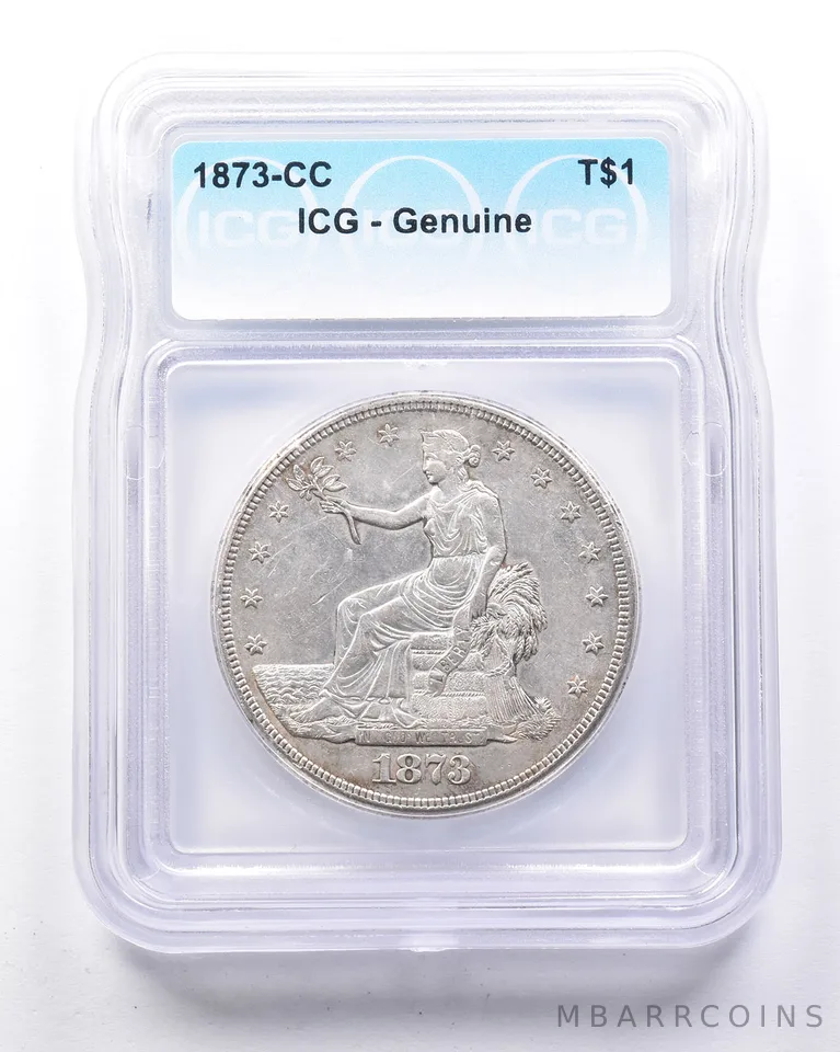 1873-CC Seated Liberty Trade Dollar Genuine ICG a0590