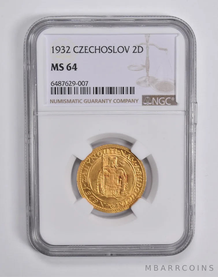 MS64 1932 Czechoslovakia Gold 2 Dukatu NGC *6476