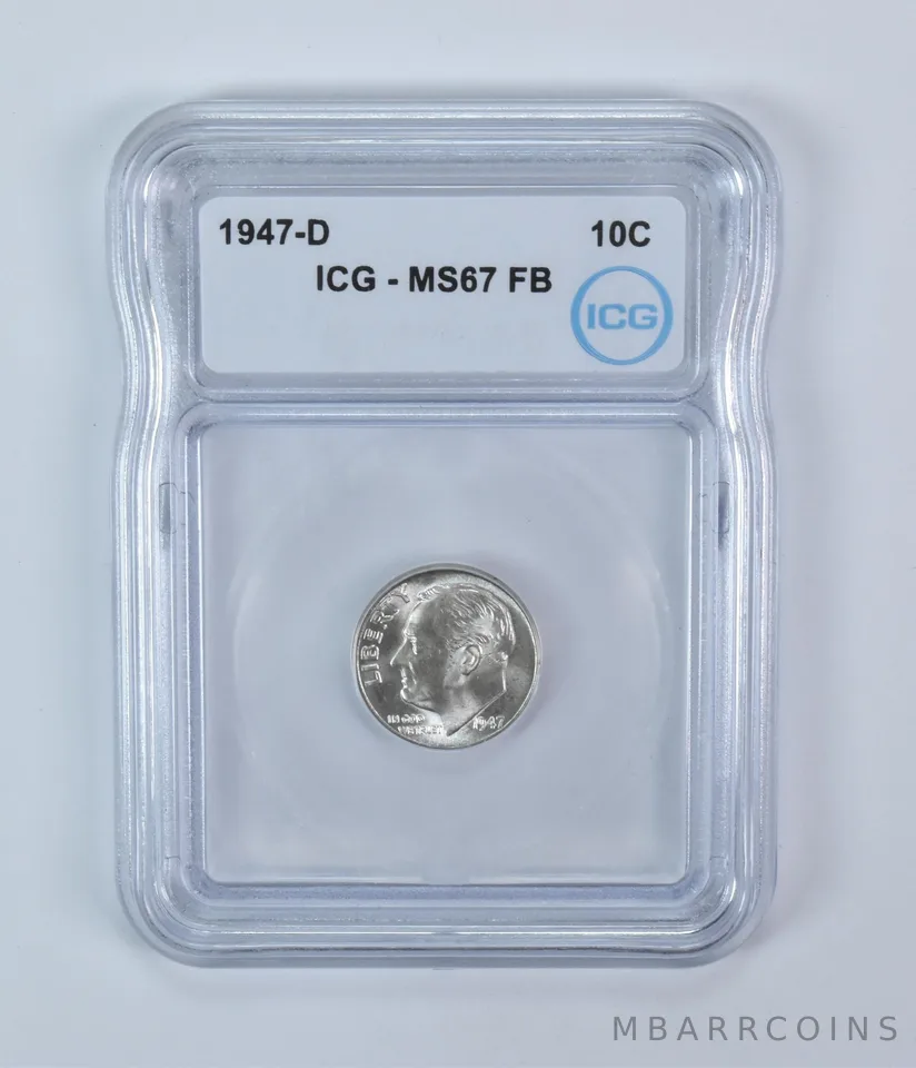 1947-D Roosevelt Dime MS67 FB ICG