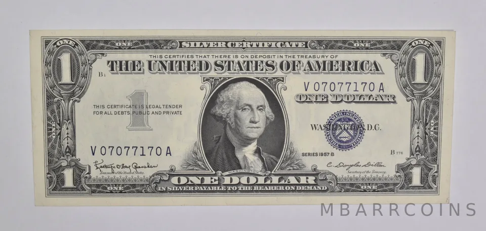 1957-B $1 United States Silver Certificate Blue Seal Fancy Serial Number *5442
