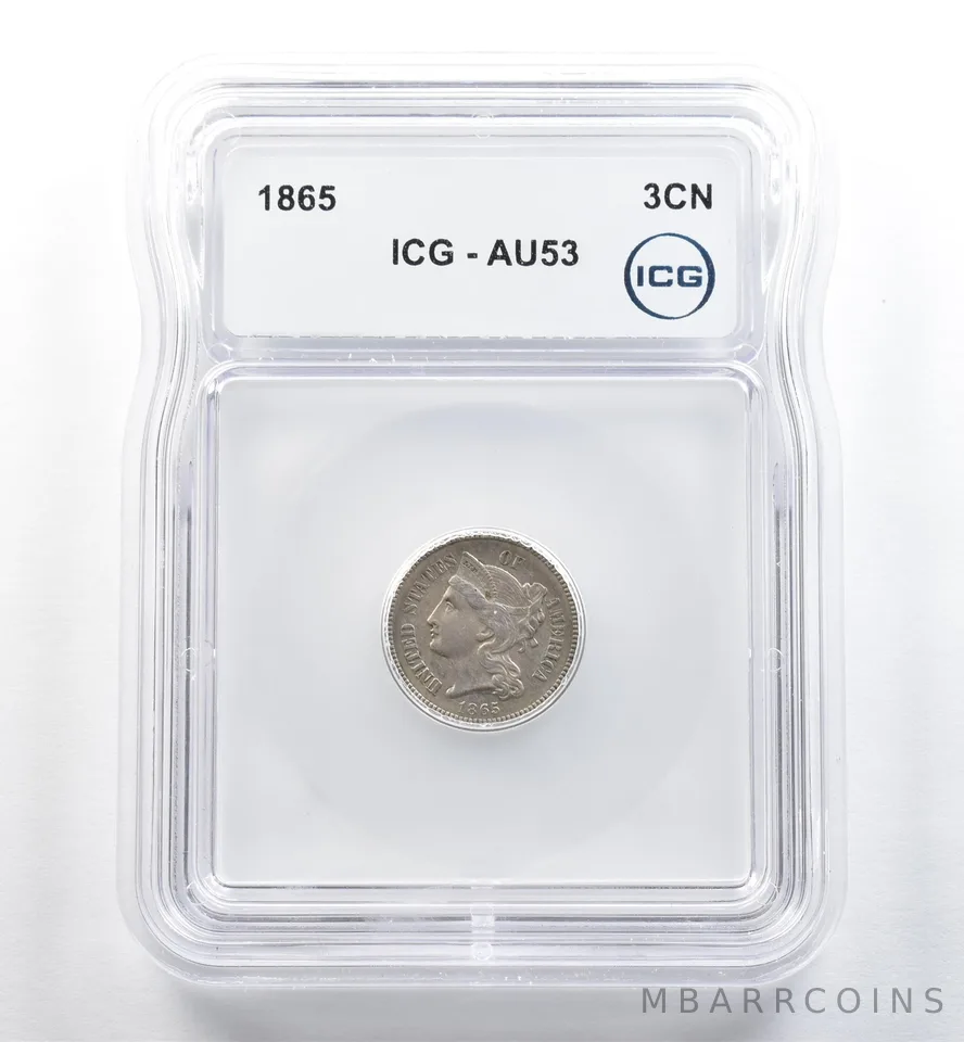 1865 Three Cent Nickel AU53 ICG *3715