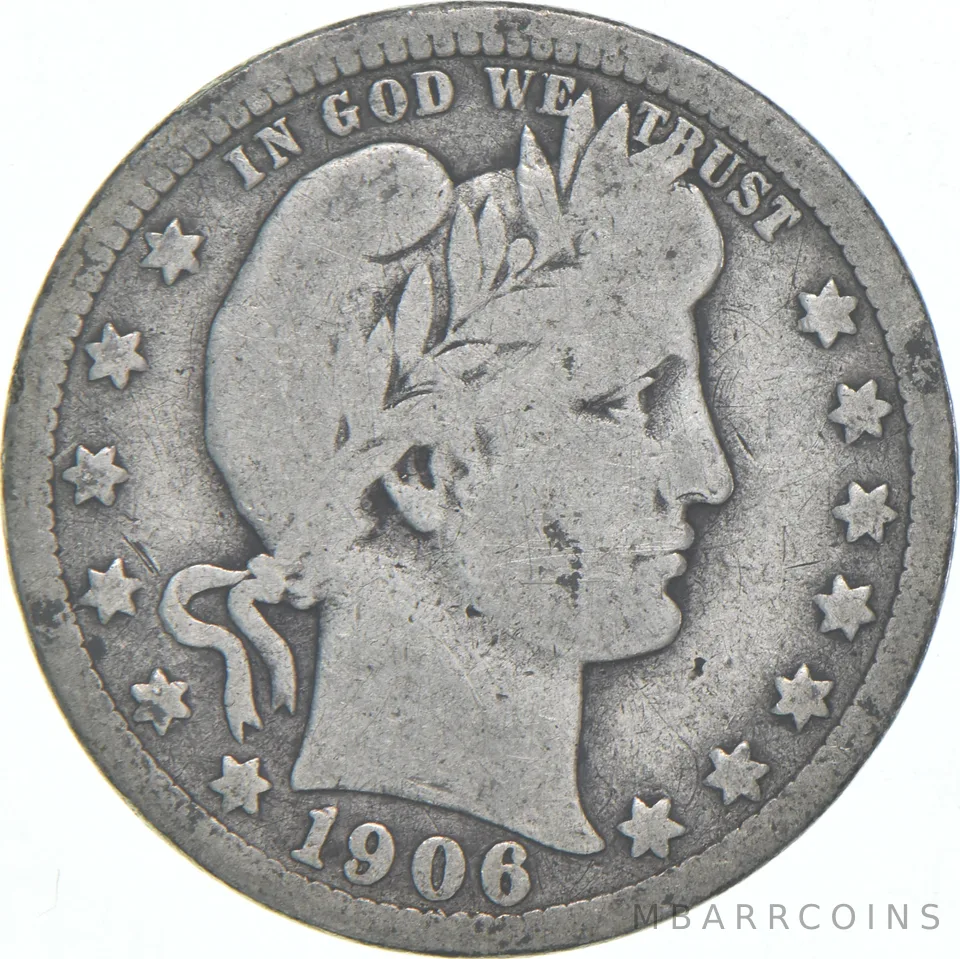 1906-D Barber Quarter Average Circ