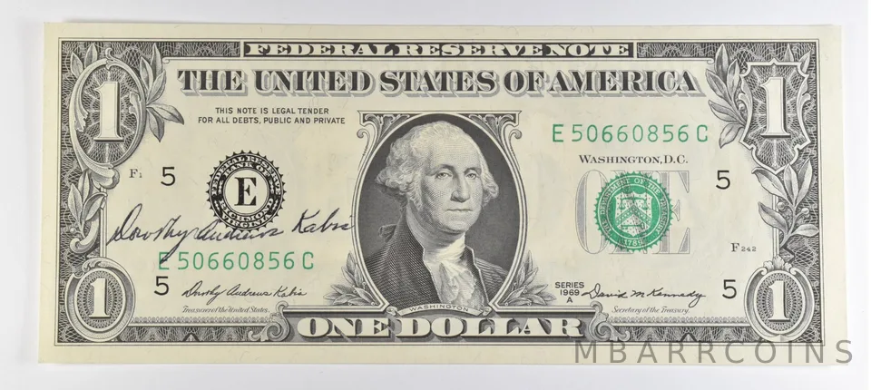 1969 A $1 Richmond VA FRN Courtesy Signed Green Seal *4080
