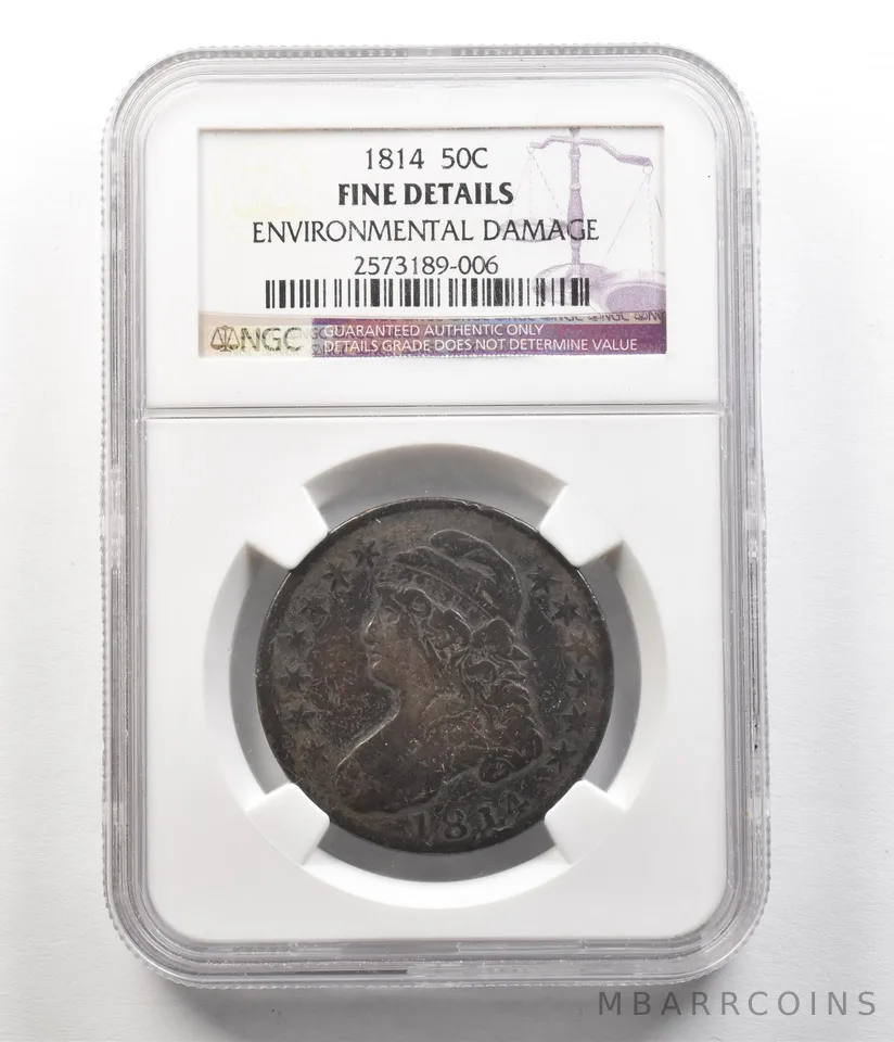 1814 Capped Bust Half Dollar Fine Details Environmental Damage NGC *4950