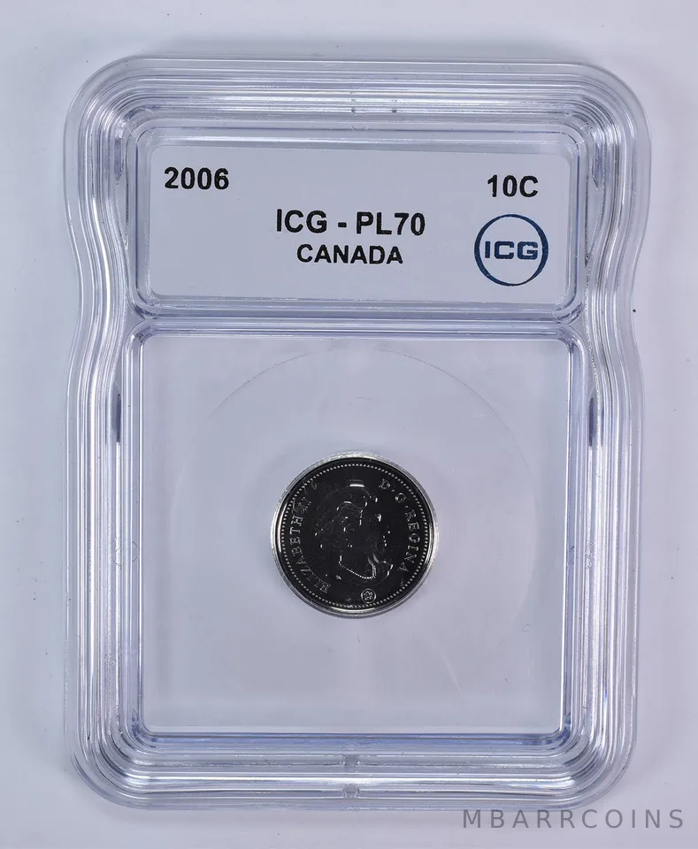 2006 Canada 10 Cents Bluenose PL70 ICG