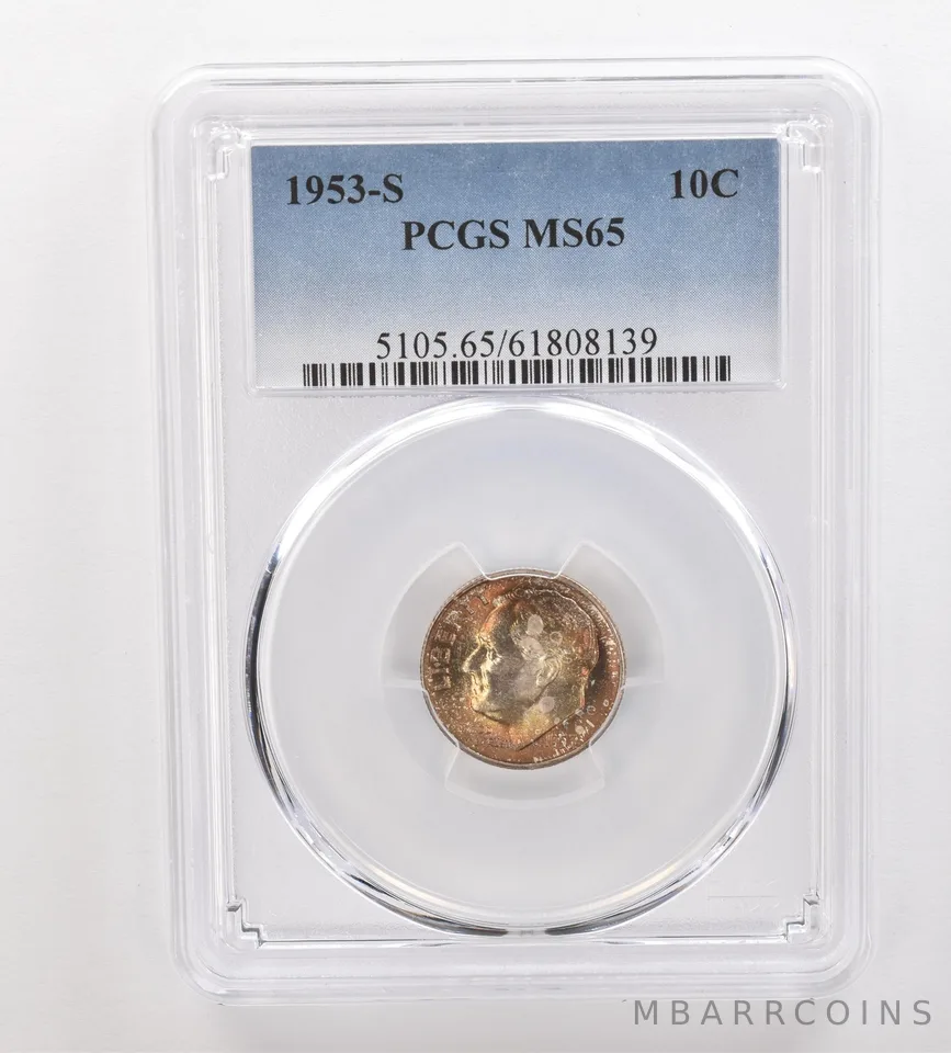 1953-S Roosevelt Dime MS65 PCGS Beautiful Tone *3306