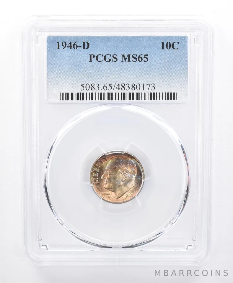 1946-D Roosevelt Dime MS65 PCGS Beautiful Tone *8696