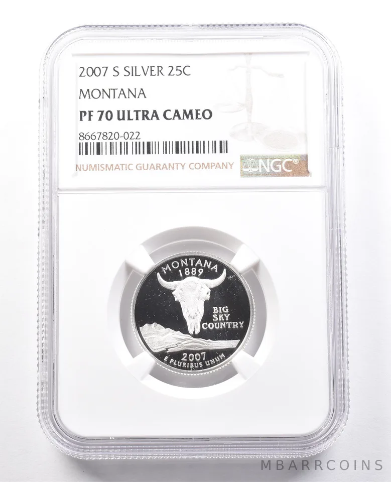 2007-S Washington State Quarter Montana Silver PF70 UCAM NGC Brown Label