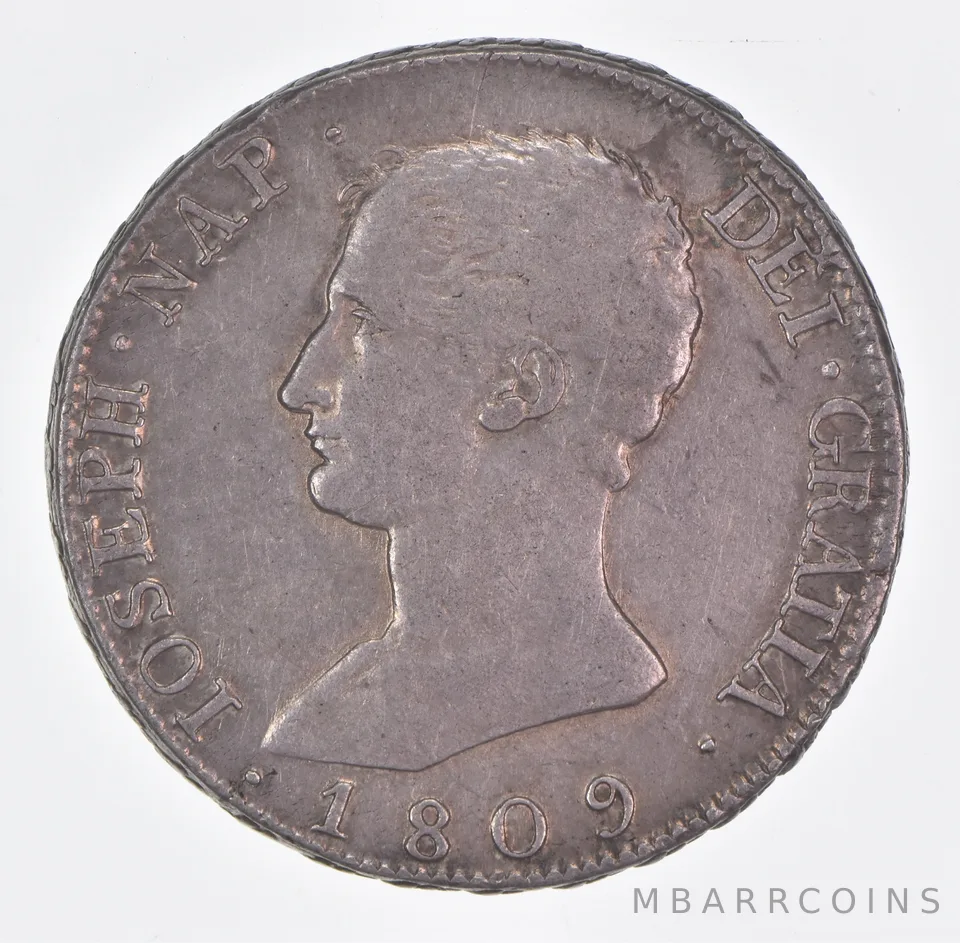 Better Date - 1809 Spain 20 Reales World Coin- Silver *510